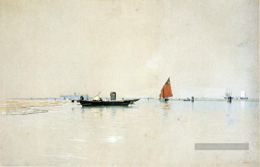 vénitien Lagoon paysage marin Bateau William Stanley Haseltine Peintures à l'huile